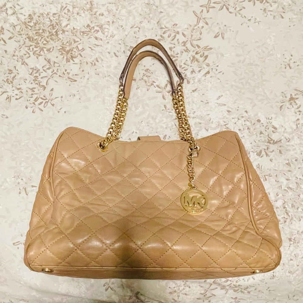 Michael Kors Susannah Large Leather Tote, Taupe